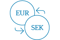 euro och sek med pilar mot varandra