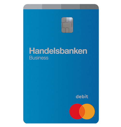 Business Debit - a blue-coloured card with Handelsbanken's logotype. 