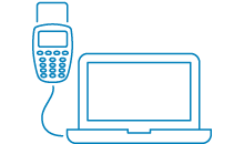 icon card reader with cable attached to computer