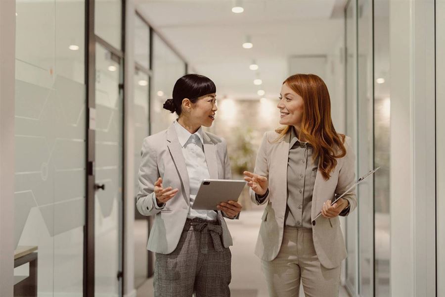 Happy women at a branch office.